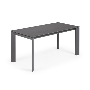 Table extensible Axis en porcelaine Roca Vulcano avec pieds gris foncé 160 (220) cm