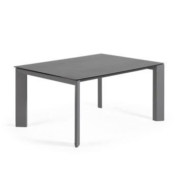 Table extensible Axis en porcelaine Roca Vulcano avec pieds gris foncé 160 (220) cm