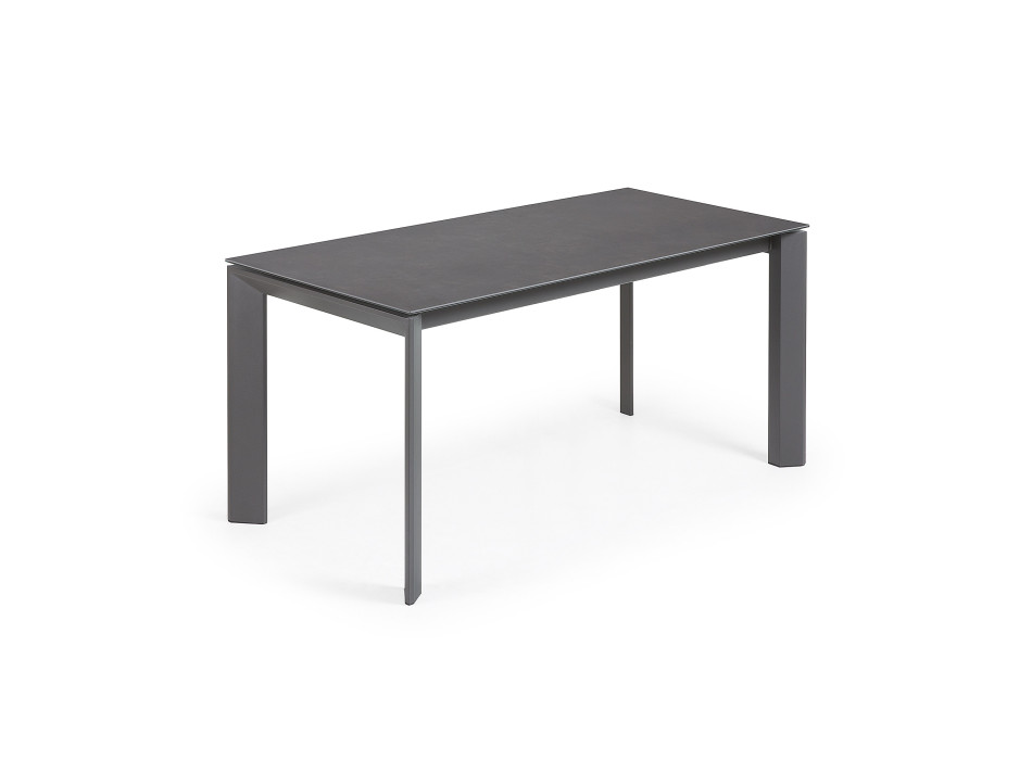 Table extensible Axis en porcelaine Roca Vulcano avec pieds gris foncé 160 (220) cm