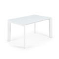 Table extensible Axis en verre blanc et pieds en acier finition blanche 140 (200) cm