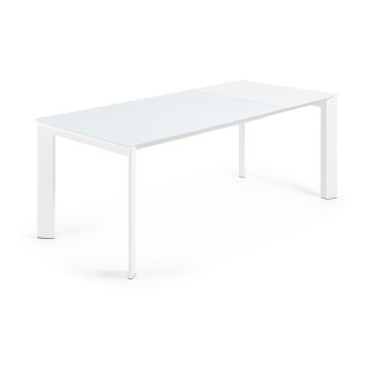 Table extensible Axis en verre blanc et pieds en verre blanc 200 cm