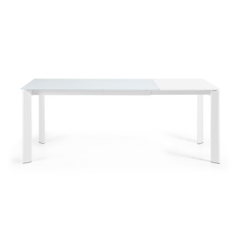 Table extensible Axis en verre blanc et pieds en verre blanc 200 cm