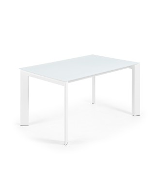 Table extensible Axis en verre blanc et pieds en verre blanc 200 cm