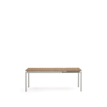 Table d'extérieur extensible Canyelles en bois composite et aluminium gris clair 140 (200) x 90 cm