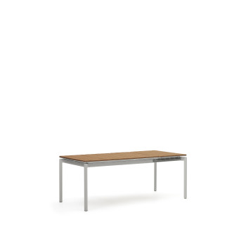 Table d'extérieur extensible Canyelles en bois composite et aluminium gris clair 140 (200) x 90 cm