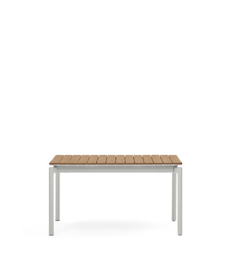 Table d'extérieur extensible Canyelles en bois composite et aluminium gris clair 140 (200) x 90 cm