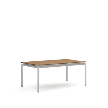 Table d'extérieur extensible Canyelles en bois composite et aluminium gris clair 180 (240) x 100 cm