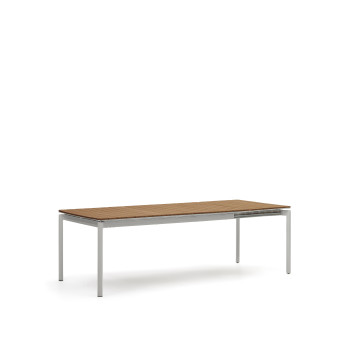 Table d'extérieur extensible Canyelles en bois composite et aluminium gris clair 180 (240) x 100 cm