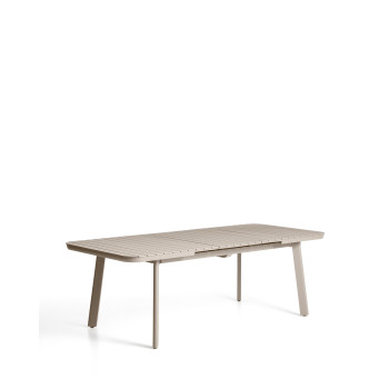 Table d'extérieur extensible Izola en aluminium finition taupe 185 (235) x 100 cm