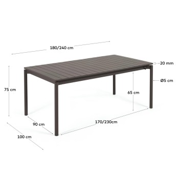 Table extensible d'extérieur Zaltana en aluminiumExtérieur Zaltana en aluminium