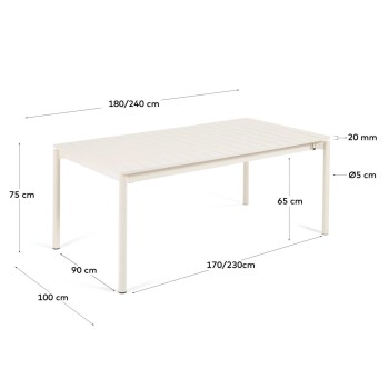 Table d'extérieur extensible Zaltana en aluminium