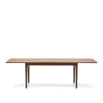 Table extensible Elan en placage noyer et bois massif, 200(260)x100cm, certifiée FSC Mix Credit