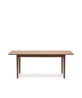 Table extensible Elan en placage de noyer et bois massif, 200(260)x100cm, FSC Mix Credit