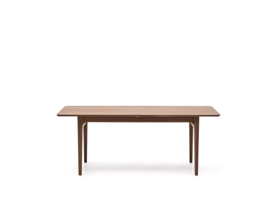 Table extensible Elan en placage de noyer et bois massif, 200(260)x100cm, FSC Mix Credit
