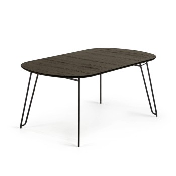 Table extensible Milian 140 (220) x 90 cm (220) x 90 cm, pied en métal noir