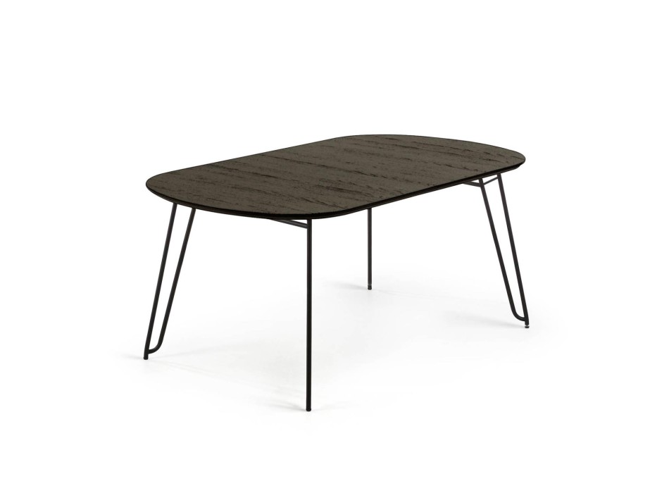 Table extensible Milian 140 (220) x 90 cm (220) x 90 cm, pied en métal noir