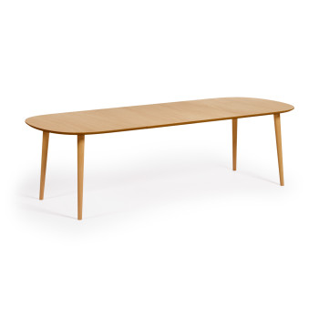 Table extensible Oqui en placage chêne avec pieds en bois massif 160 (260) x 100 cm