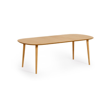 Table extensible Oqui en placage de chêne avec pieds en bois massif 160 (260) x 100 cm