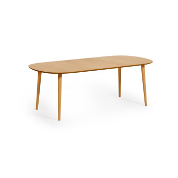 Table extensible Oqui en placage de chêne avec pieds en bois massif 160 (260) x 100 cm
