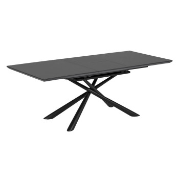 Table extensible Theone en verre et pieds en acier finition noire 160 (210) x 90 cm