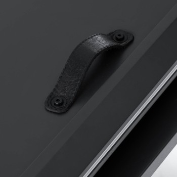 Table extensible Theone en verre et pieds en acier finition noire 160 (210) x 90 cm