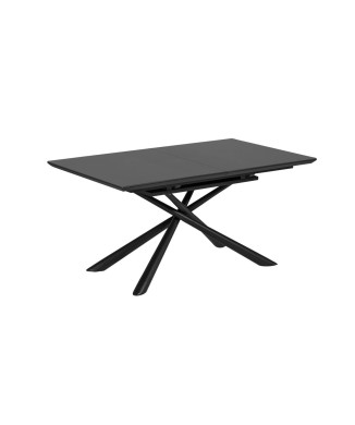Table extensible Theone en verre et pieds en acier finition noire 160 (210) x 90 cm