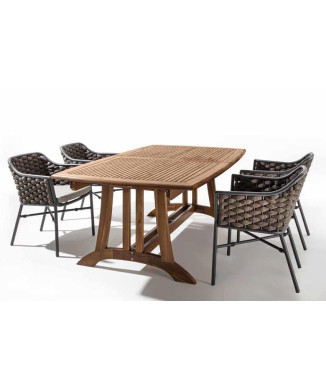 Table AMALFI 180/240x110 + 4 BELLES CHAISES
