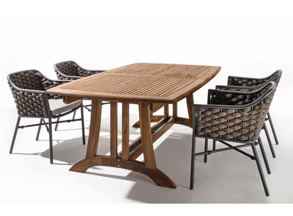 Table AMALFI 180/240x110 + 4 BELLES CHAISES