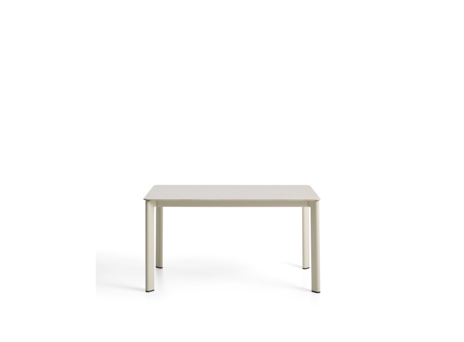 Table Anafi en pierre frittée et aluminium écru, 140 x 80 cm