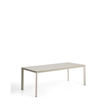 Table Anafi en pierre frittée et aluminium écru, 220 x 100 cm