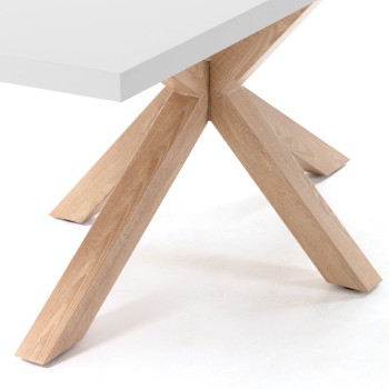 Table Argo 160 cm en mélaminé blanc avec pieds effet blanc