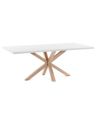 Table Argo 160 cm en mélaminé blanc avec pieds effet blanc