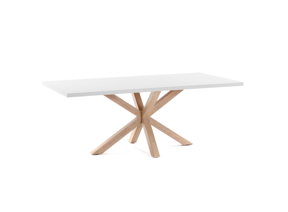 Table Argo 160 cm en mélaminé blanc avec pieds effet blanc