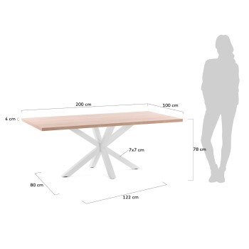 Table Argo 200 cm pieds mélaminé naturel laminé blanc Sonoma naturel