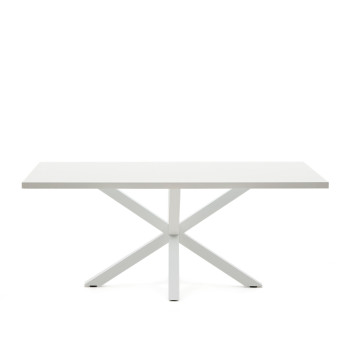 Table Argo en mélamine finition blanche et pieds en acier finition blanche 200 x 100 cm