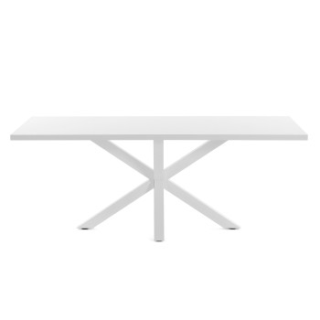Table Argo en mélamine finition blanche et pieds en acier finition blanche 200 x 100 cm