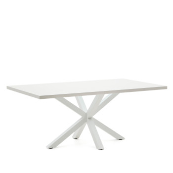 Table Argo en mélamine finition blanche et pieds en acier finition blanche 200 x 100 cm