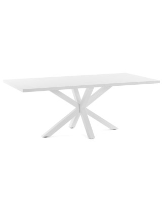 Table Argo en mélamine finition blanche et pieds en acier finition blanche 200 x 100 cm