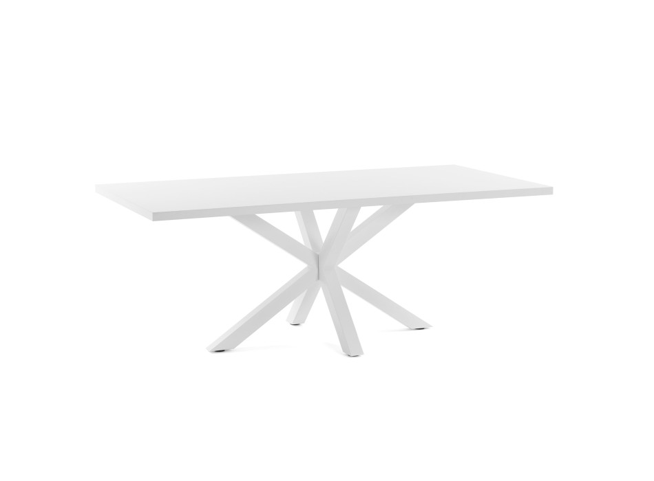 Table Argo en mélamine finition blanche et pieds en acier finition blanche 200 x 100 cm