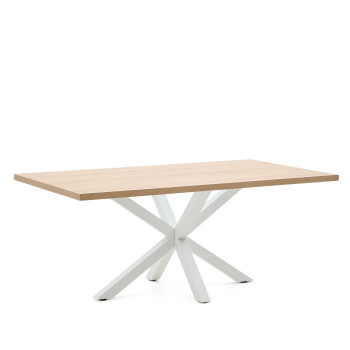 Table Argo en mélamine finition naturelle et pieds en acier finition blanche 200 x 100 cm