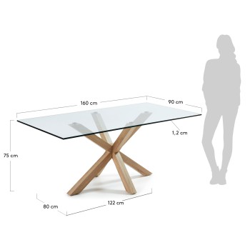 Table Argo en verre et pieds en acier avec effet leetro transparent