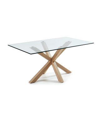 Table Argo en verre et pieds en acier avec effet leetro transparent