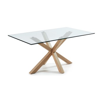 Table Argo en verre et pieds en acier avec effet leetro transparent
