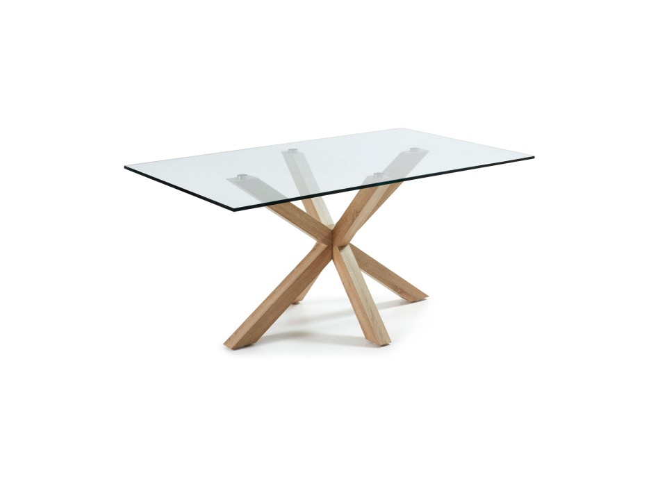 Table Argo en verre et pieds en acier avec effet leetro transparent
