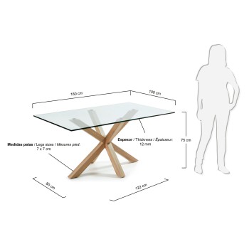 Table Argo en verre et pieds en acier effet verre transparent