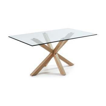 Table Argo en verre et pieds en acier effet verre transparent