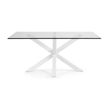 Table Argo en verre et pieds en acier avec finition bronze transparent