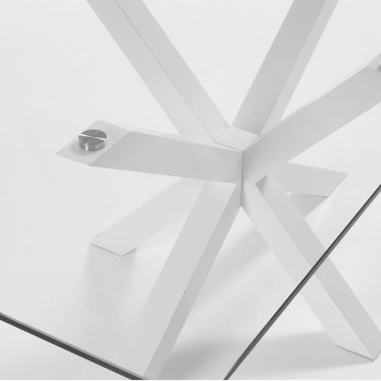 Table Argo en verre et pieds en acier avec finition bronze transparent