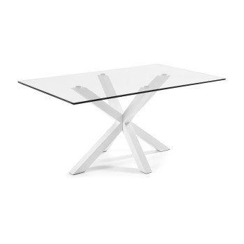 Table Argo en verre et pieds en acier avec finition bronze transparent