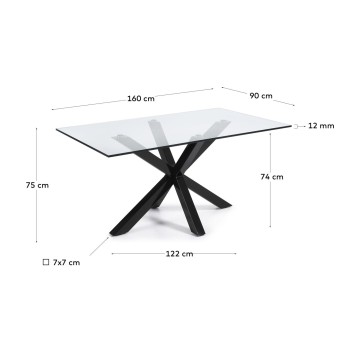 Table Argo en verre et pieds en acier finition transparente